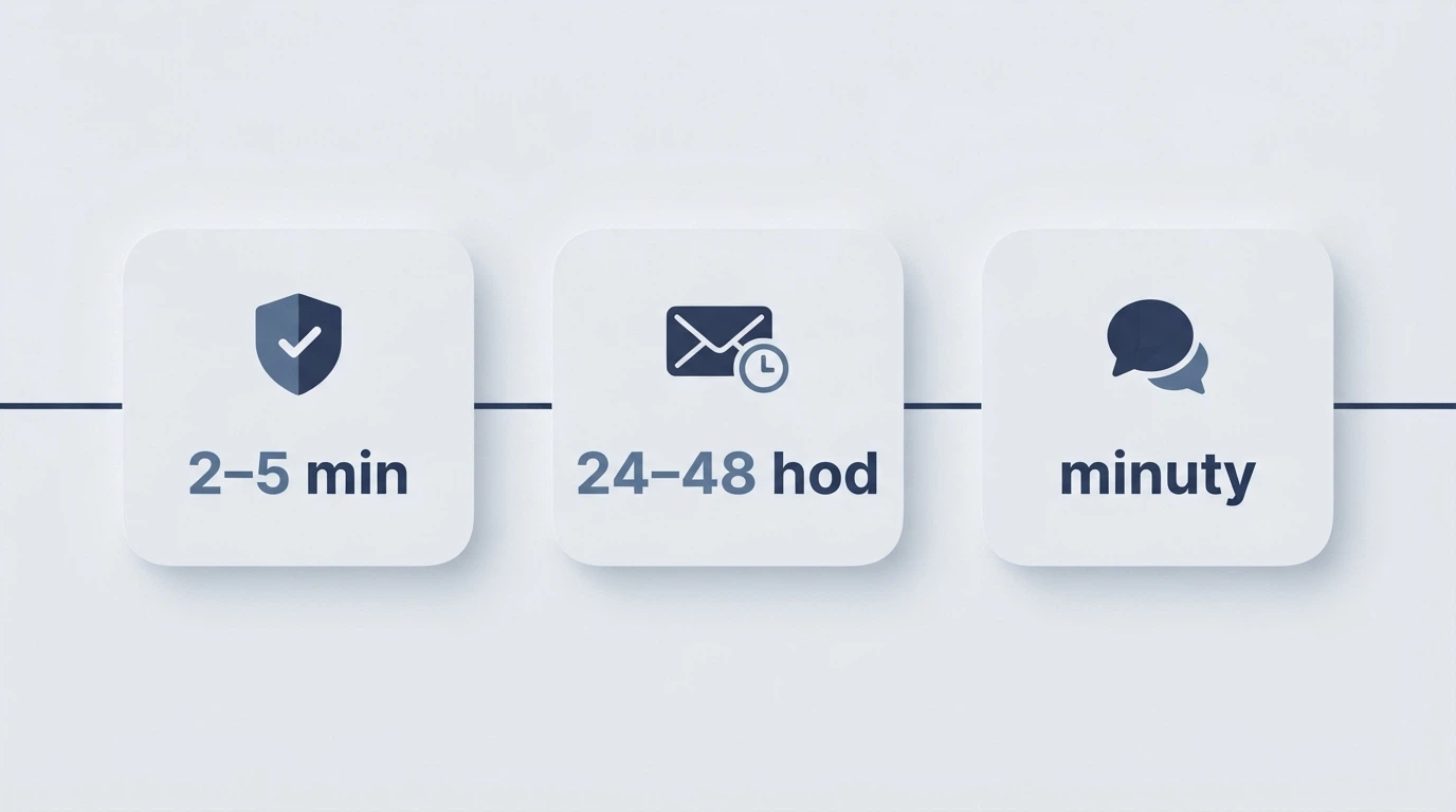 Tři ikony vedle sebe — logo BankID, ikona SMS zprávy a ikona občanského průkazu — každá s časovým údajem pod sebou