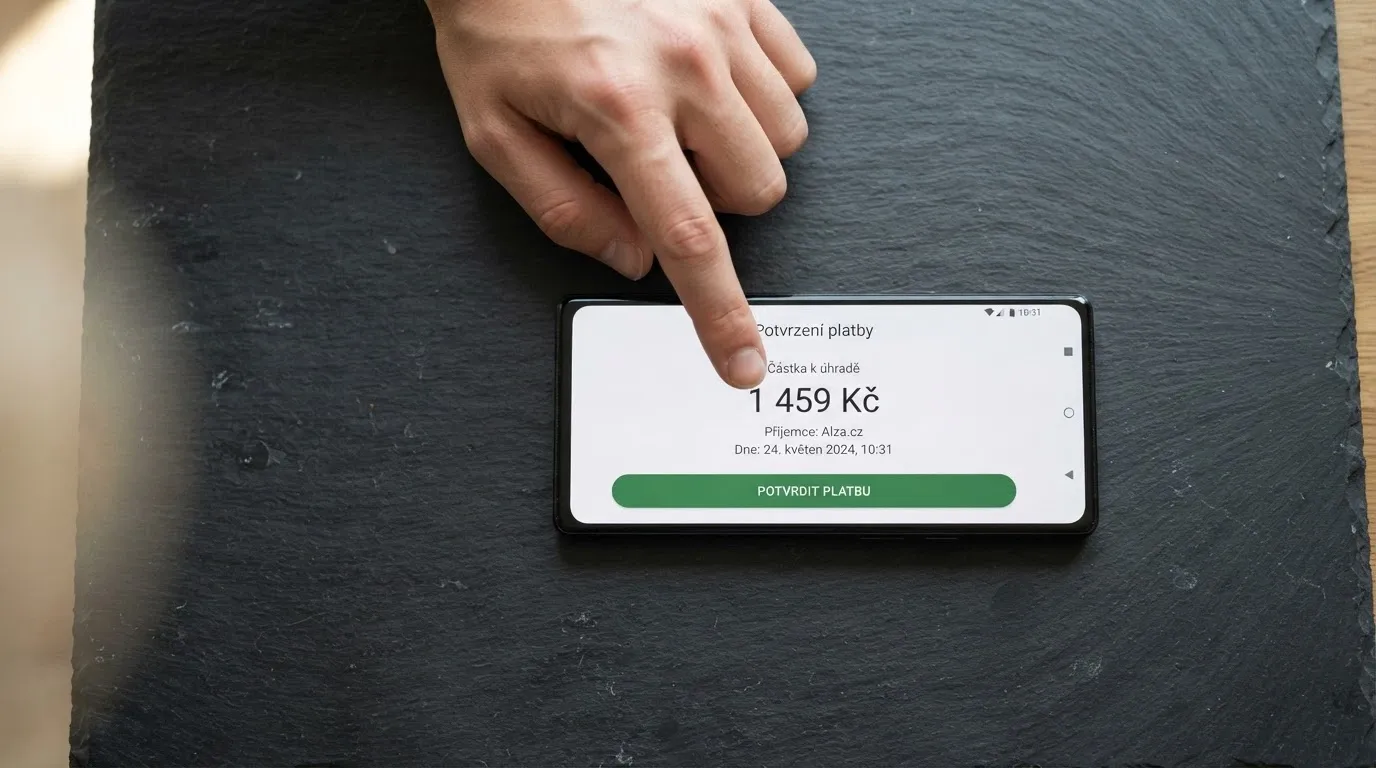 Mobilní telefon zobrazující platební obrazovku Google Pay s logem kasina