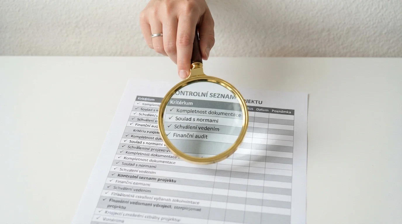 Lupa nad seznamem kritérií — licence, hodnota bonusu, podmínky získání, typ odměny
