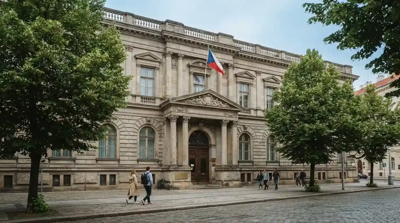 Budova Ministerstva financí ČR a úřední dokument s licencí k provozování hazardních her