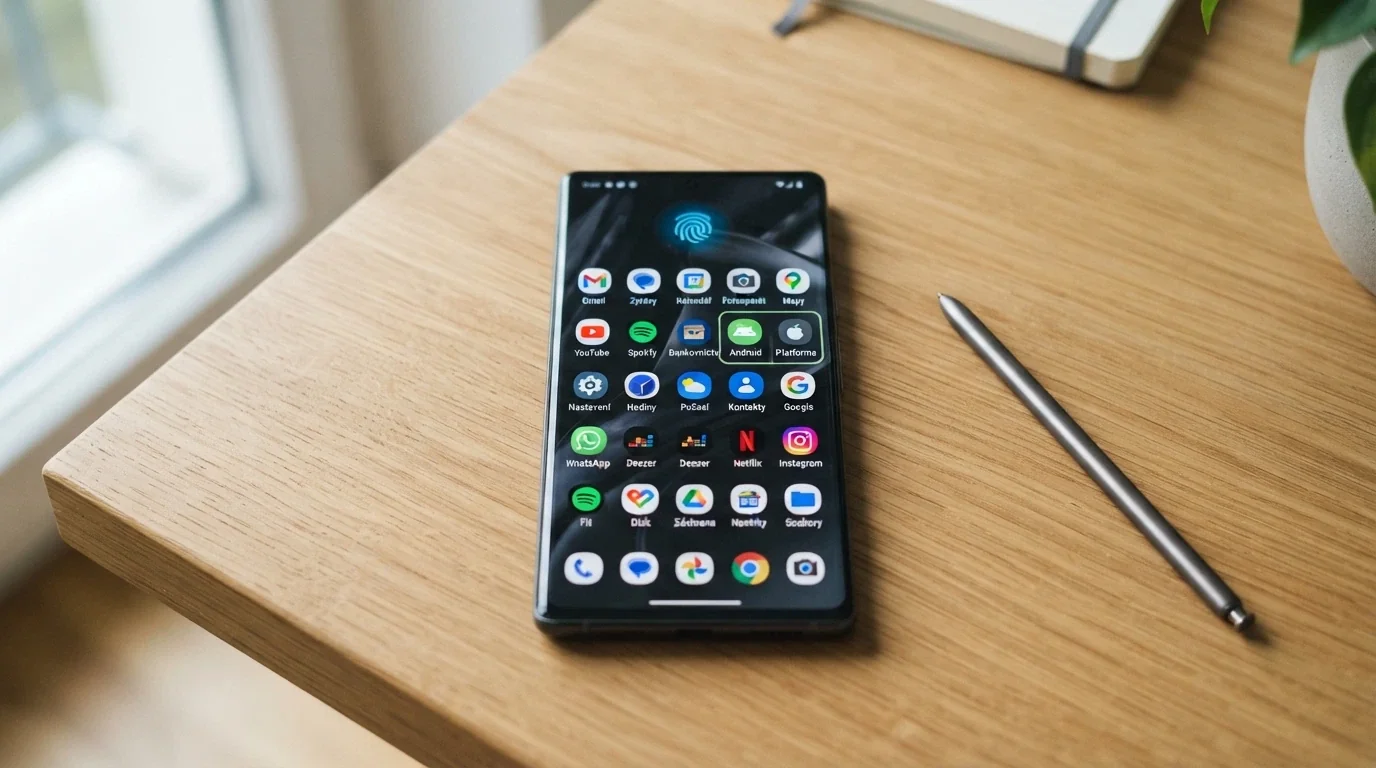 Displej telefonu s ikonami kasino aplikací pro Android a iOS vedle sebe