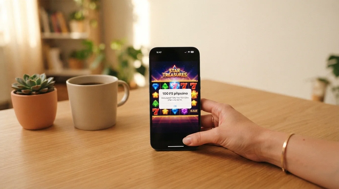 Chytrý telefon s roztočenými válci online automatu a notifikací o připsaných free spinech