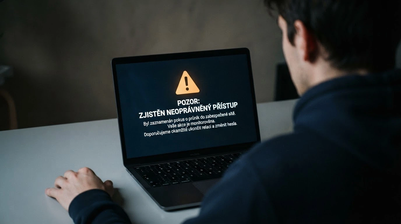 Výstražný trojúhelník u monitoru s nápisem „nelicencované casino“ a přeškrtnutým symbolem RVO