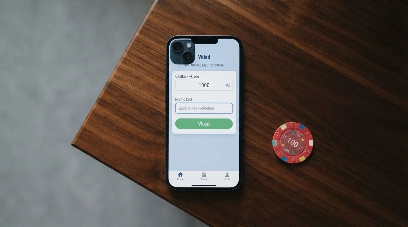 Sekce Vklad v online casinu s polem pro promo kód